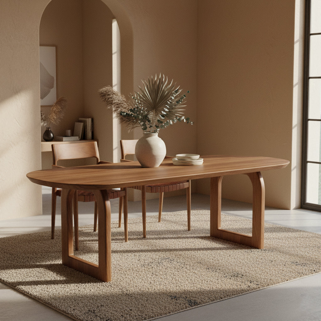 Table à manger ovale en bois de manguier brun chaleureux - 200x90 cm