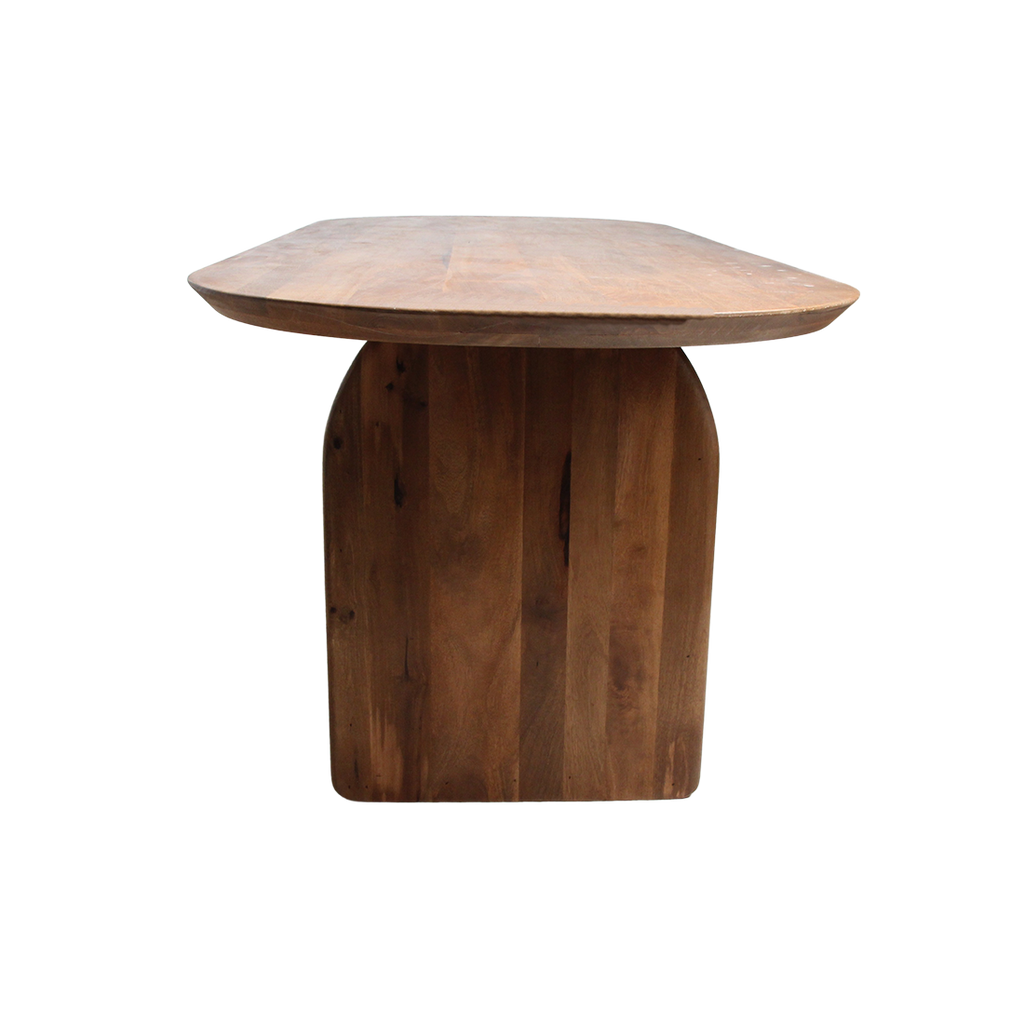 Table à manger en bois de manguier brun plateau arrondi – 240x90 cm