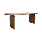 Table à manger ovale en bois de manguier brun piétement plein – 240x90 cm