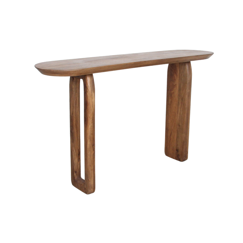 Console murale en bois de manguier brun pieds sculptés – 140x35 cm