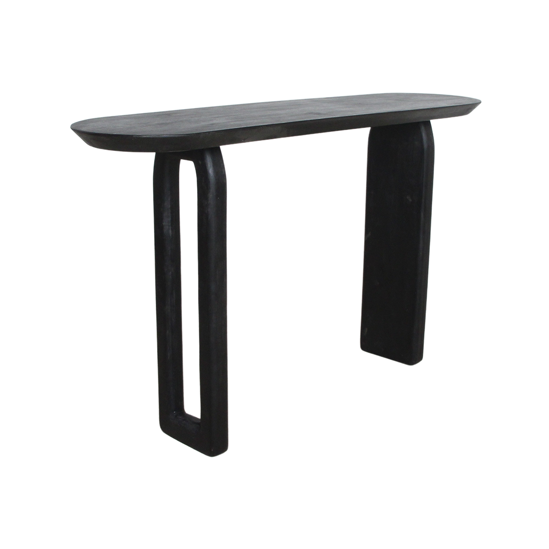 Console murale en bois de manguier noir forme ovale – 140x35 cm