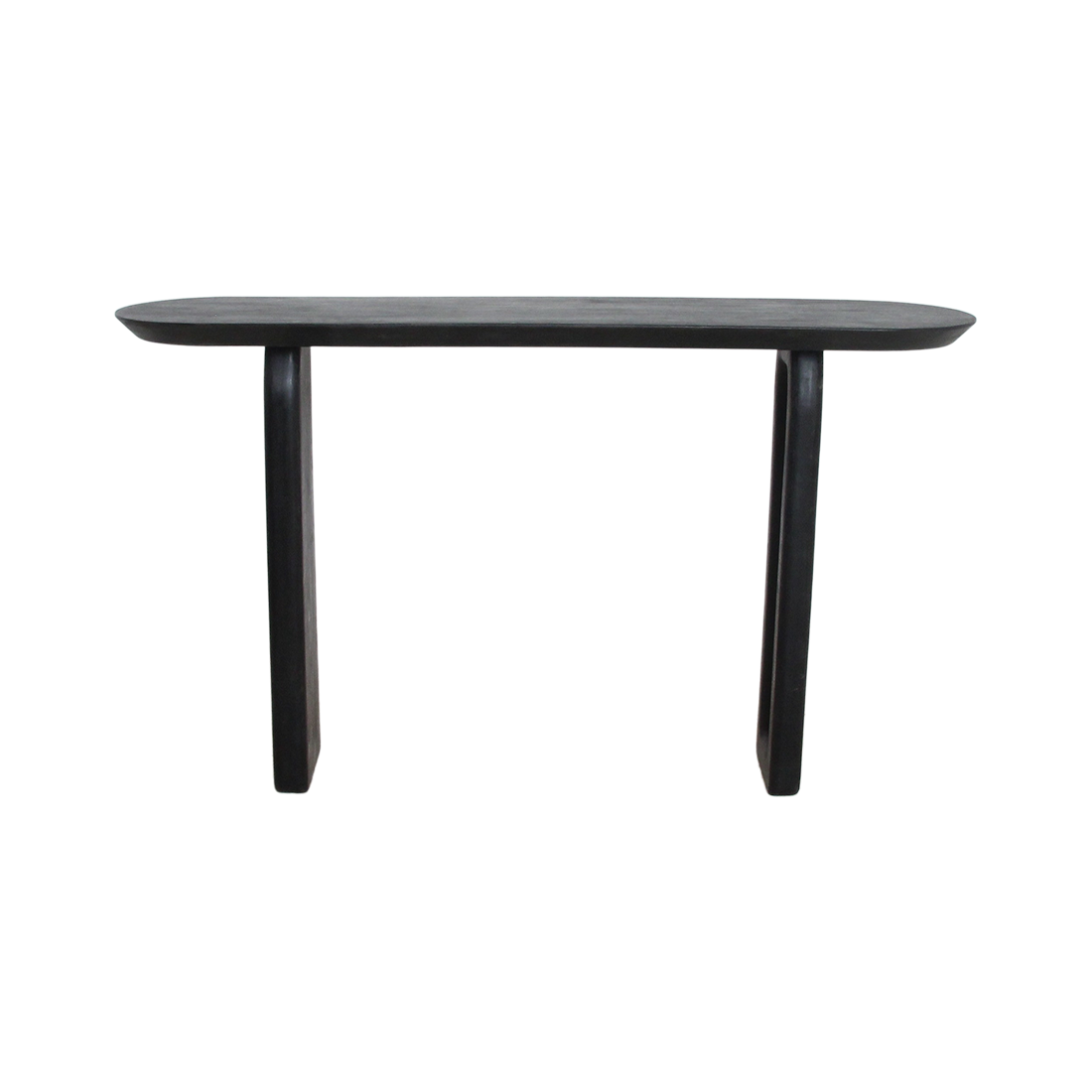 Console murale en bois de manguier noir forme ovale – 140x35 cm