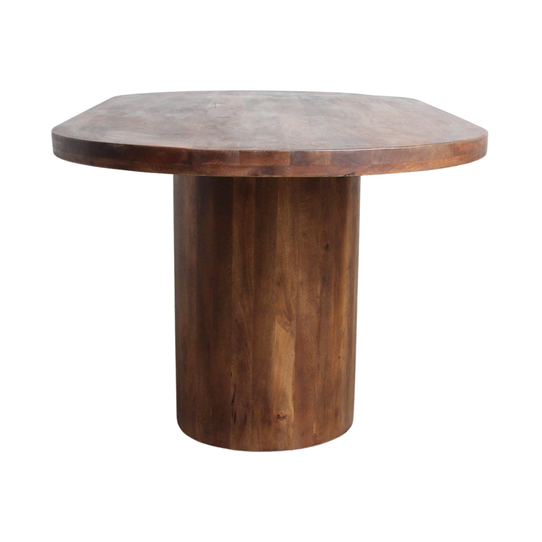 Table à manger ovale en bois de manguier brun avec pied central – 240x110 cm