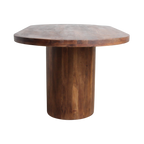 Table à manger ovale en bois de manguier brun avec pied central – 240x110 cm