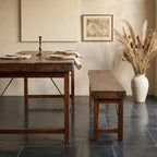 Table pliante en bois recyclé brun avec piètement métal – 190x80 cm