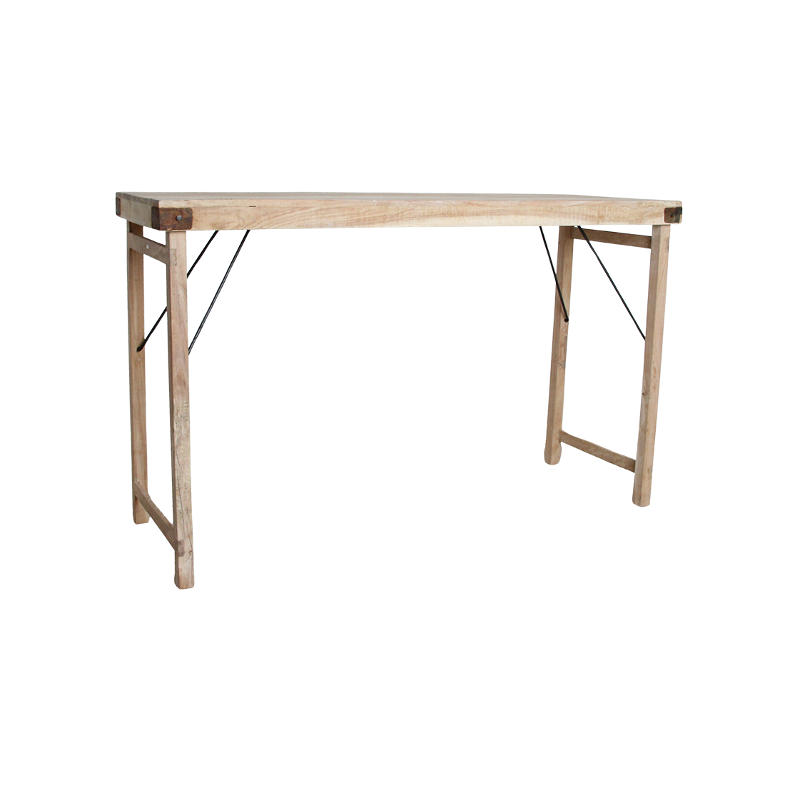 Table bar pliante bois recyclé beige intérieur/extérieur – 170x60 cm