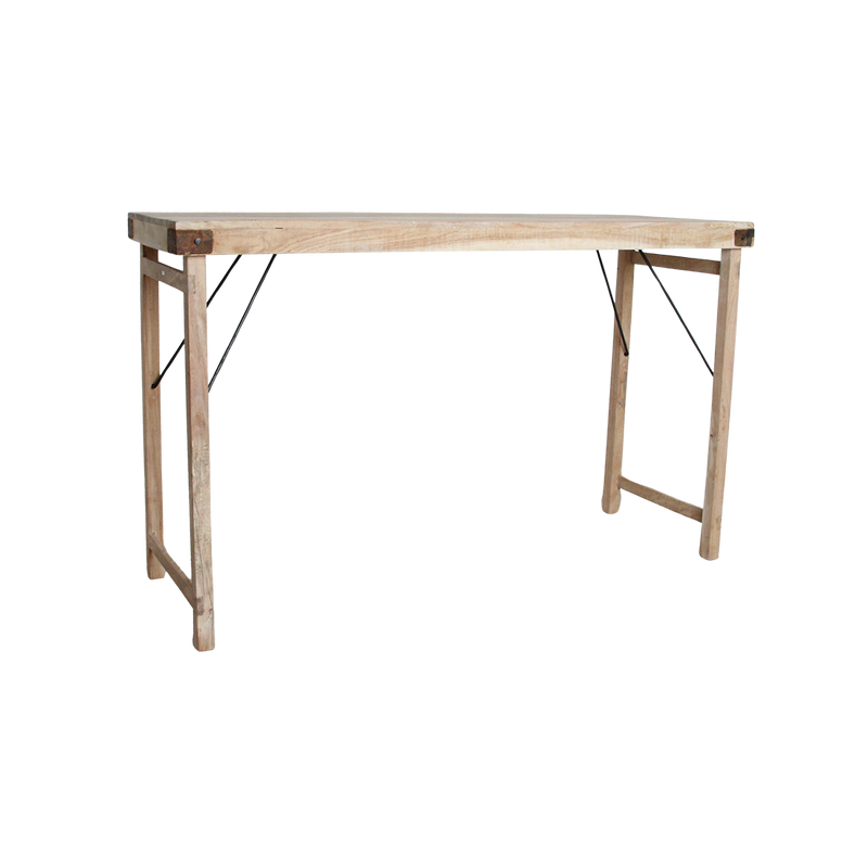 Table bar pliante bois recyclé beige intérieur/extérieur – 170x60 cm