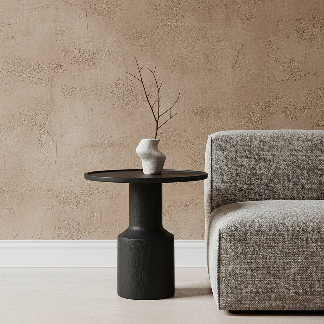 Table d'appoint en teck noir moderne pièce centrale – Ø50 cm