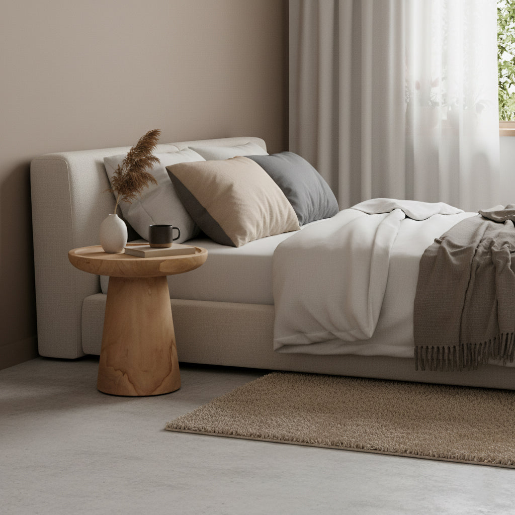 Table d’appoint ronde en teck naturel clair – Ø40 cm