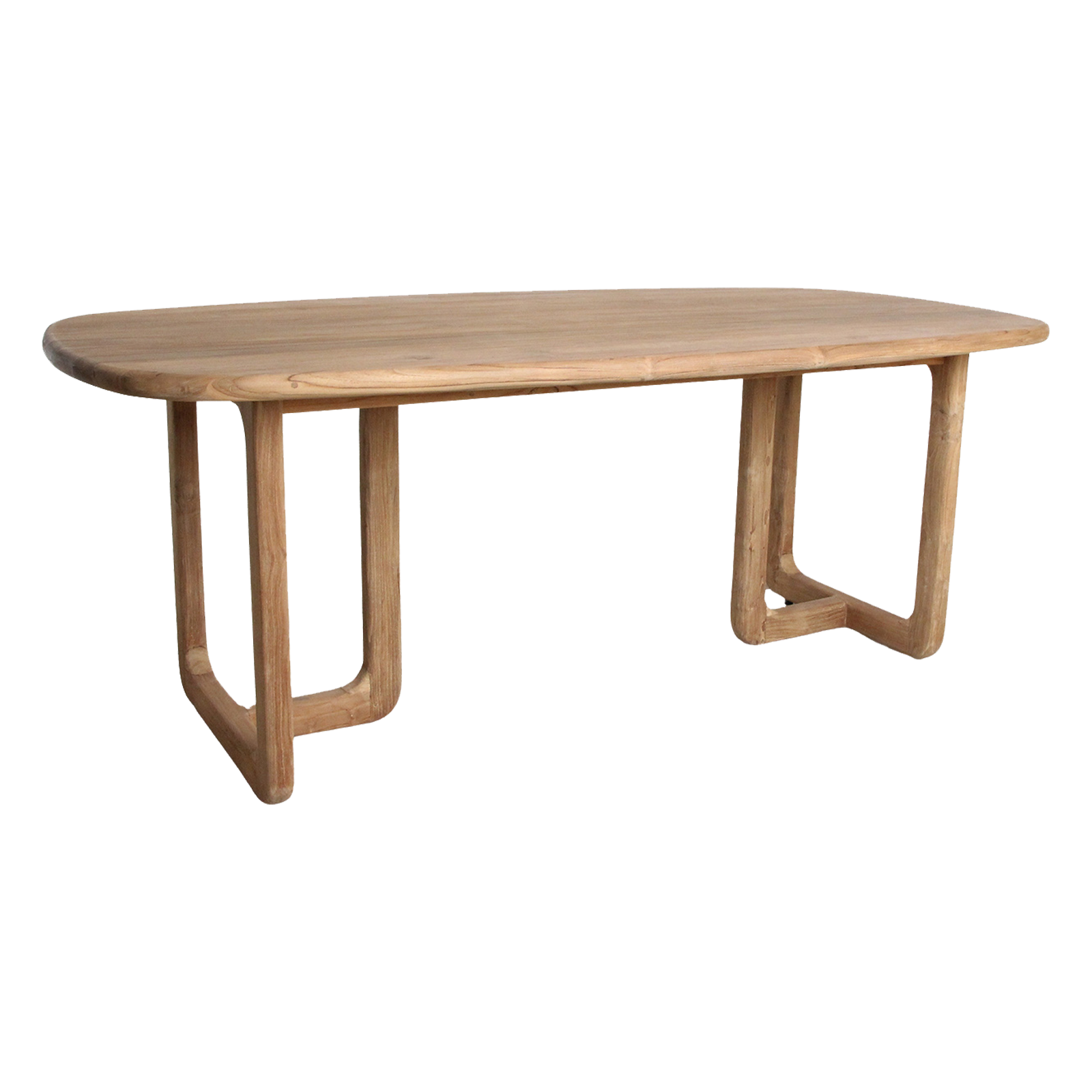 Table à manger en teck recyclé clair pieds arrondis – 200x100 cm