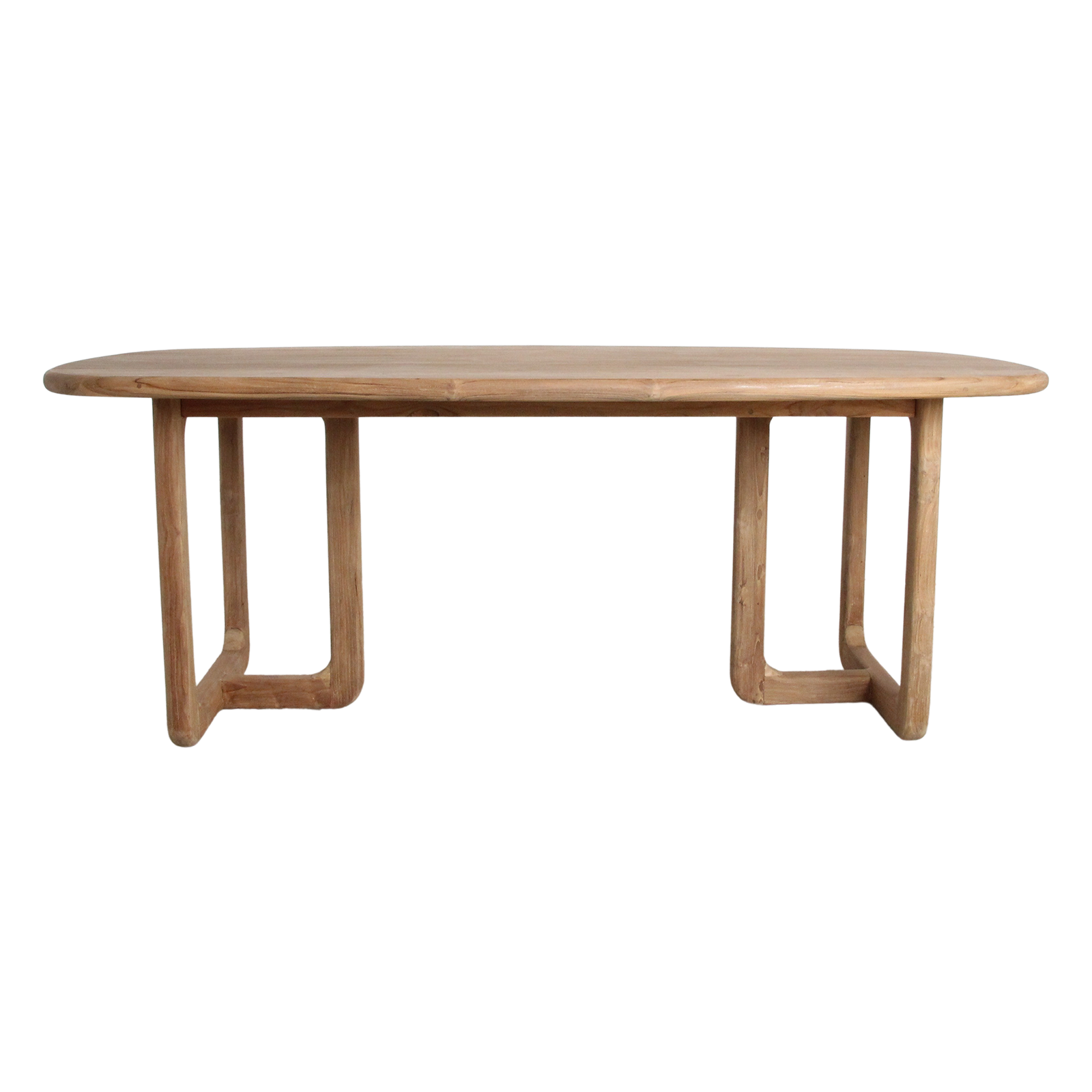 Table à manger en teck recyclé clair pieds arrondis – 200x100 cm