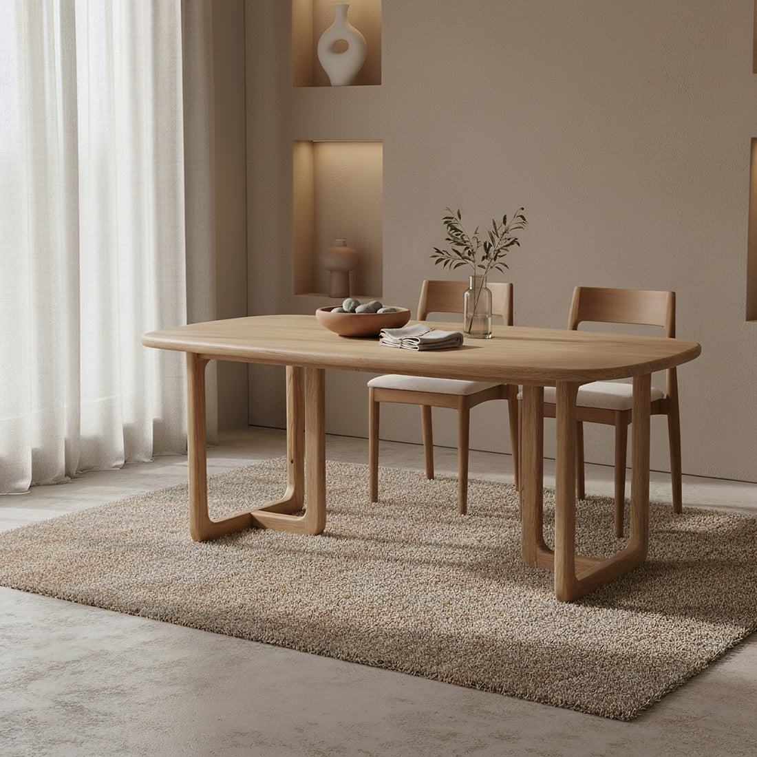 Table à manger en teck recyclé naturel oblong – 240x100 cm