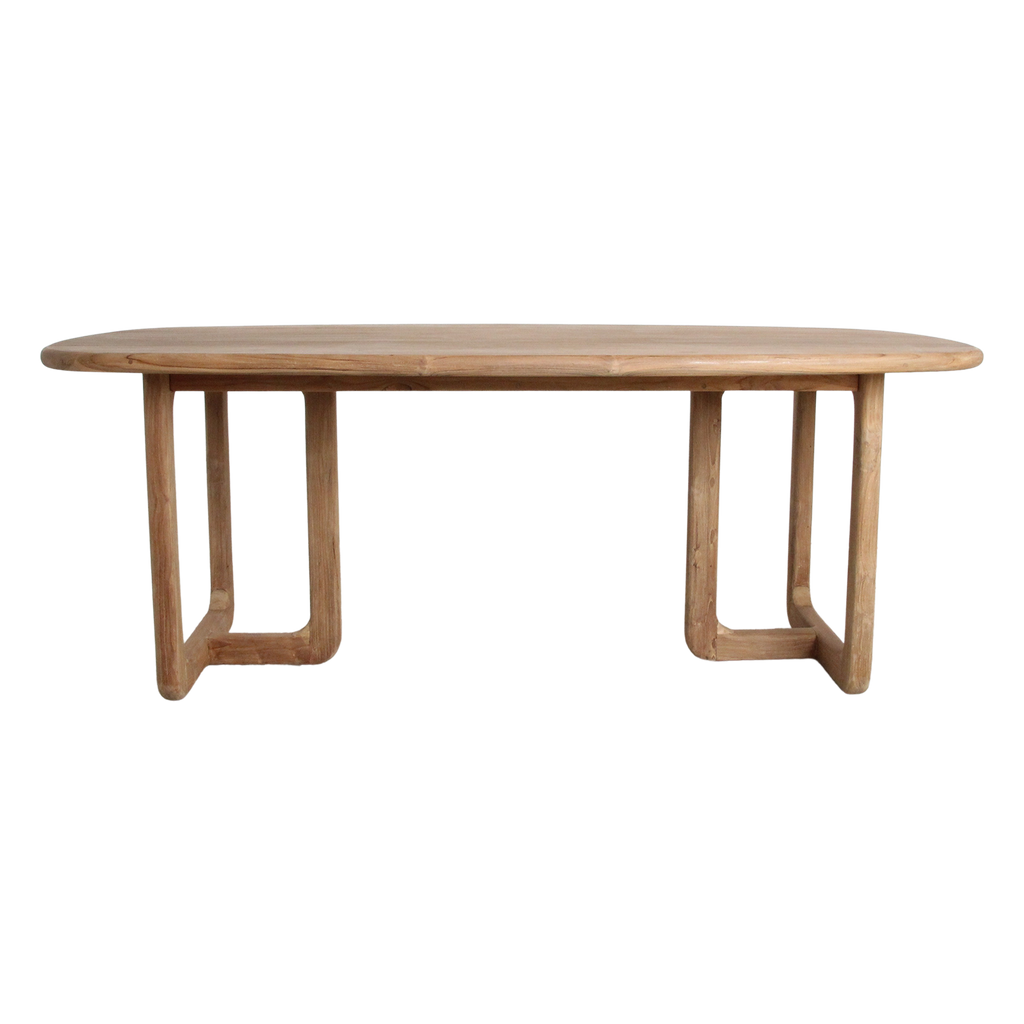 Table à manger en teck recyclé naturel oblong – 240x100 cm