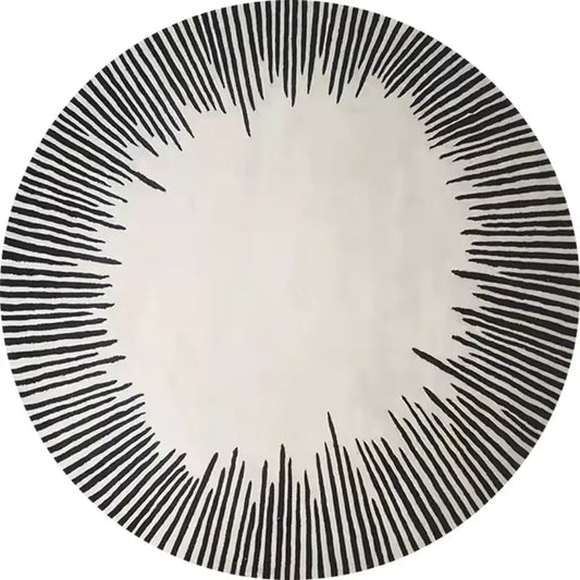 Tapis bohème noir blanc traits noirs fond blanc