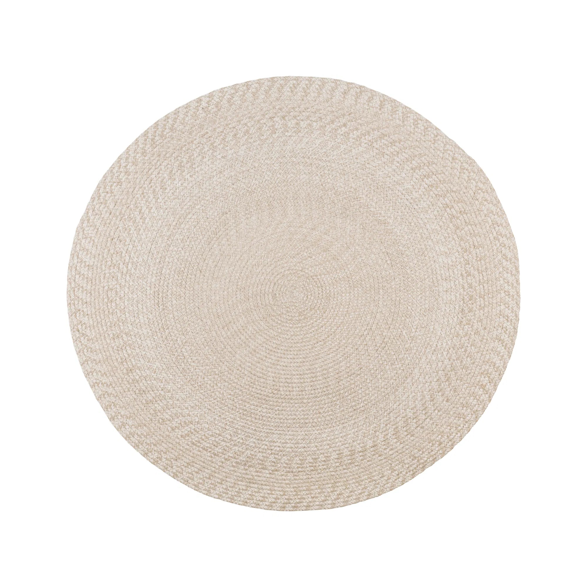 Tapis rond en jute tressé beige sable motif spiralé – Ø120 cm