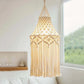 Suspension lumineuse en macramé, abat-jour bohème tissé en coton pour salon.