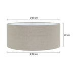Abat-jour cylindrique en lin beige grisé avec dimensions pour lampe E27 Ø50 cm