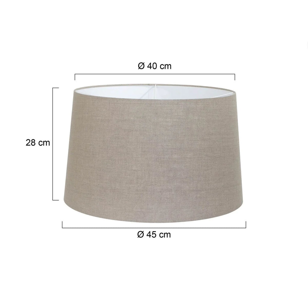 Abat-jour cylindrique en lin beige avec dimensions pour lampe ou lampadaire Ø45 cm