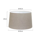 Abat-jour cylindrique en lin beige avec dimensions pour lampe ou lampadaire Ø45 cm