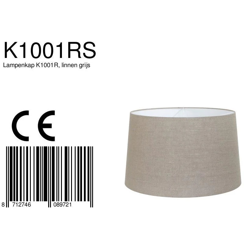 Abat-jour cylindrique en lin beige gris pour lampe ou lampadaire Ø45 cm