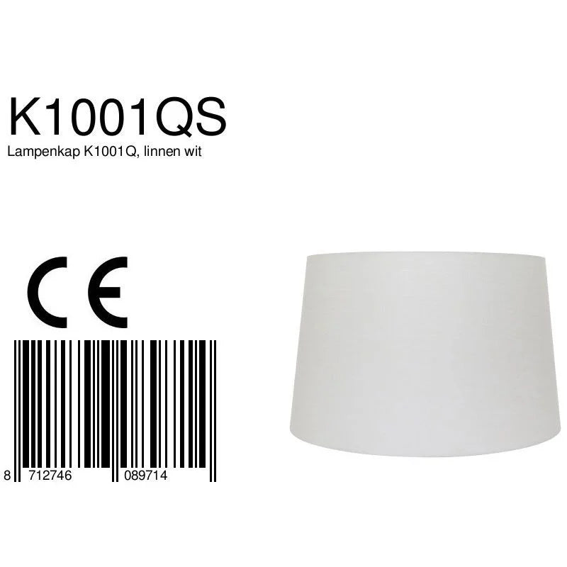 Abat-jour cylindrique en lin blanc pour douille E27, diamètre 45 cm