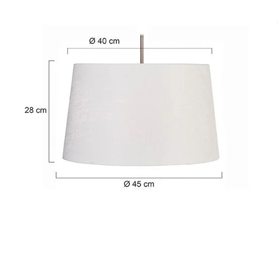 Abat-jour cylindrique en lin blanc avec dimensions pour douille E27 Ø45 cm