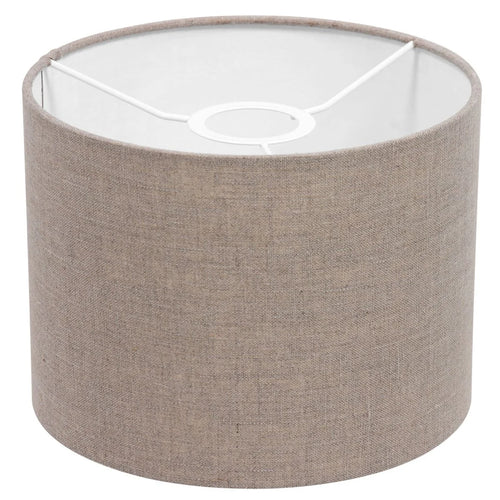 Abat-jour cylindrique en lin gris effet tissé pour lampe E27 de Ø20 cm
