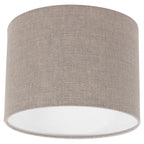 Abat-jour cylindrique en lin gris effet tissé pour lampe E27, Ø20 cm