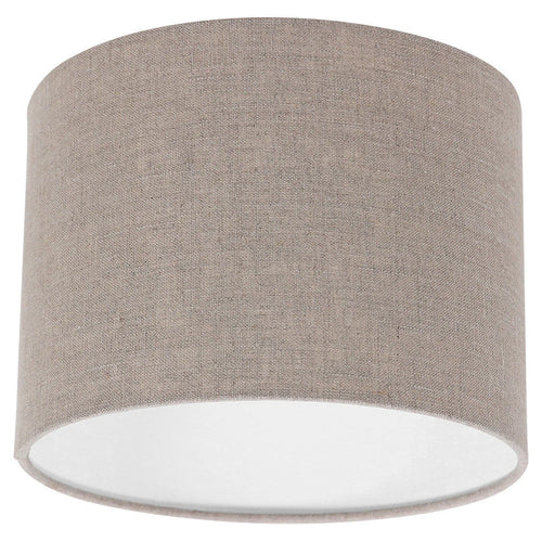 Abat-jour cylindrique en lin gris effet tissé pour lampe E27, Ø20 cm