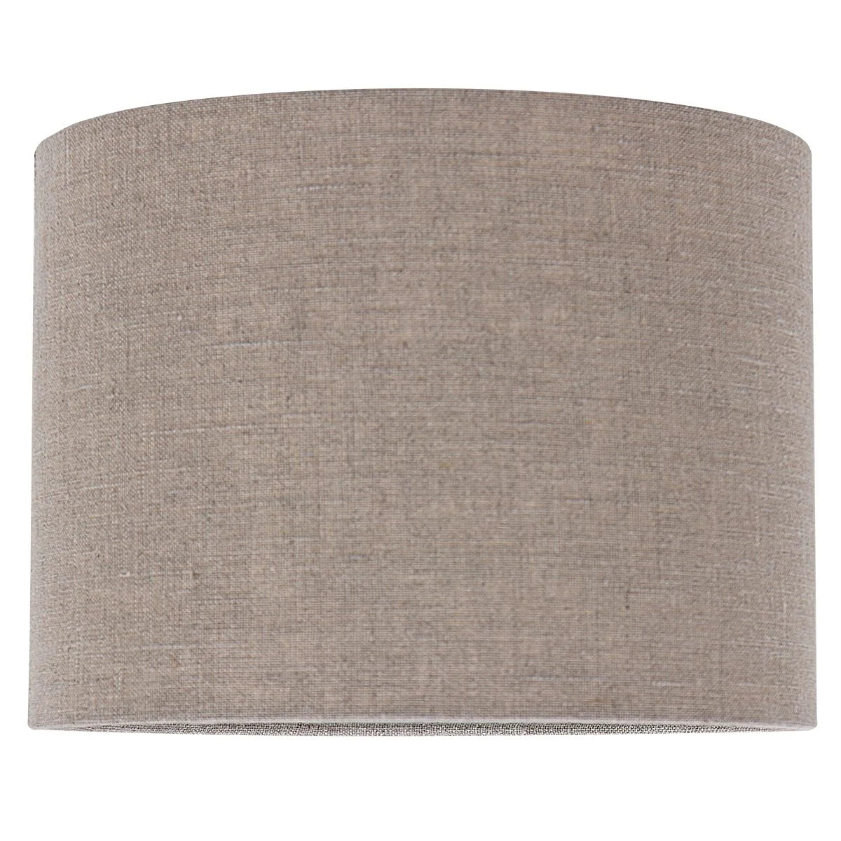 Abat-jour cylindrique en lin gris effet tissé pour lampe E27, diamètre 20 cm