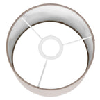 Abat-jour cylindrique en lin gris effet tissé avec cadre blanc pour lampe E27