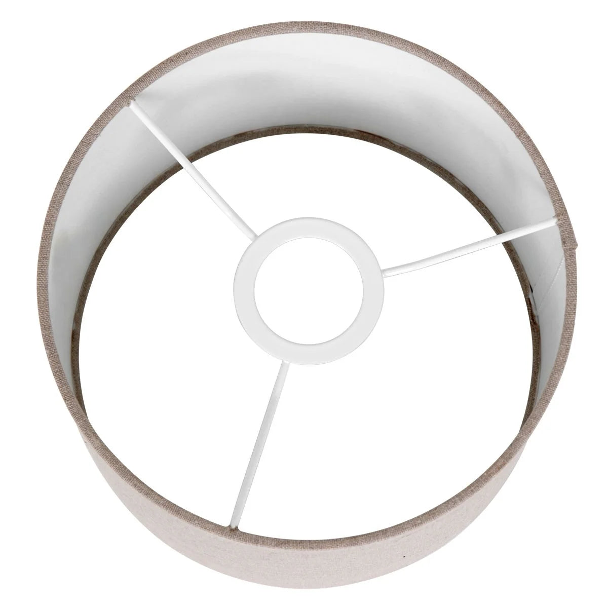Abat-jour cylindrique en lin gris effet tissé avec cadre blanc pour lampe E27