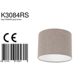 Abat-jour cylindrique en lin gris effet tissé pour lampe E27 Ø20 cm