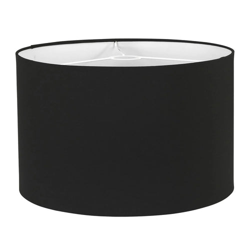 Abat-jour cylindrique en lin noir avec intérieur blanc, diamètre 40 cm