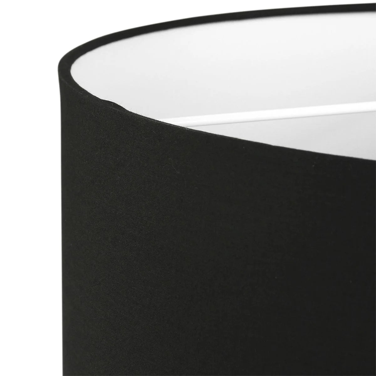 Abat-jour cylindrique en lin noir avec intérieur blanc, diamètre 40 cm