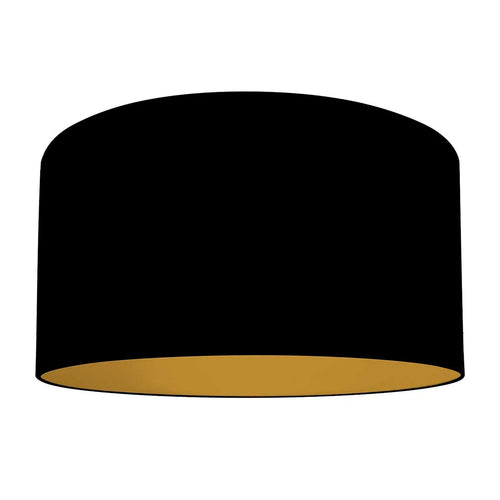 Abat-jour cylindrique en lin noir avec intérieur doré pour douille E27 Ø40 cm