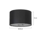 Abat-jour cylindrique en lin noir avec intérieur doré pour ampoule E27, diamètre 20 cm