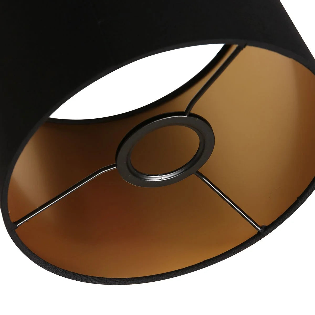 Abat-jour cylindrique en lin noir avec intérieur doré pour E27, diamètre 20 cm