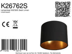 Abat-jour cylindrique en lin noir avec intérieur doré pour lampe E27 Ø20 cm