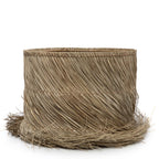 Abat-jour cylindrique en pandanus naturel avec franges en sisal H51 cm