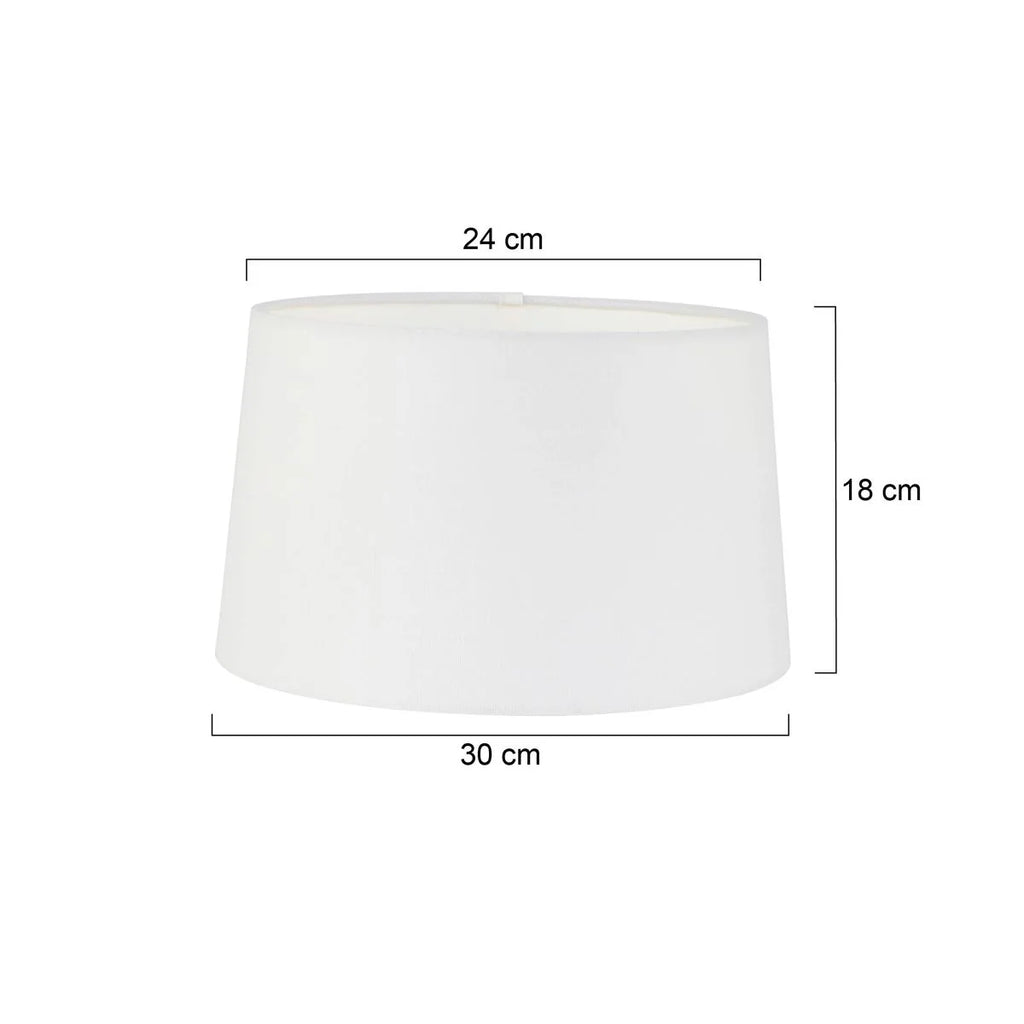Abat-jour cylindrique en tissu blanc avec dimensions pour intérieur, Ø30 cm