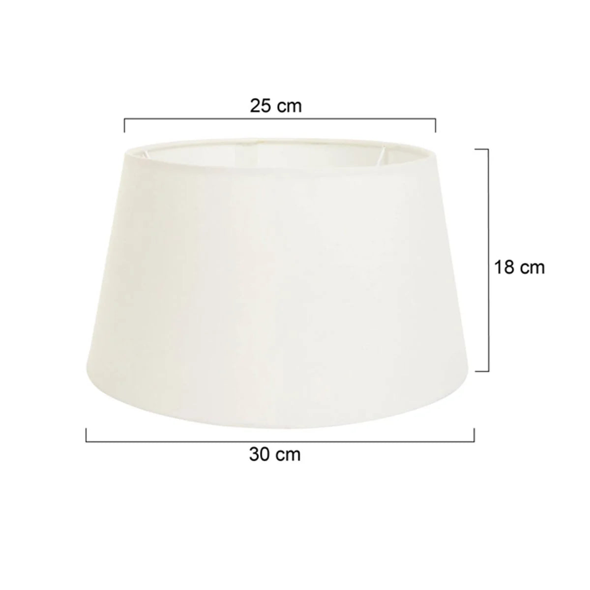 Abat-jour cylindrique en tissu crème avec dimensions, parfait pour intérieur