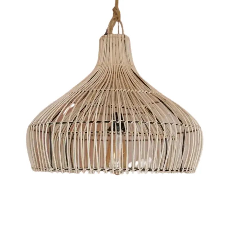Abat-jour en rotin naturel 46 cm fond blanc