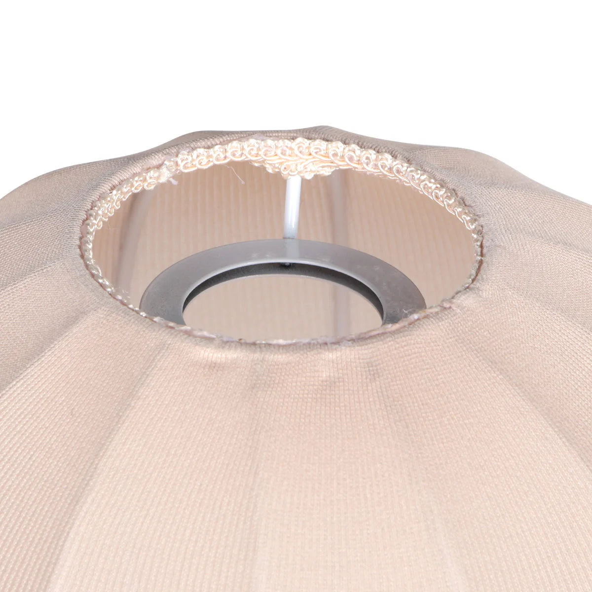 Abat-jour en lin beige goutte avec anneau argent pour suspension E27 Ø25 cm