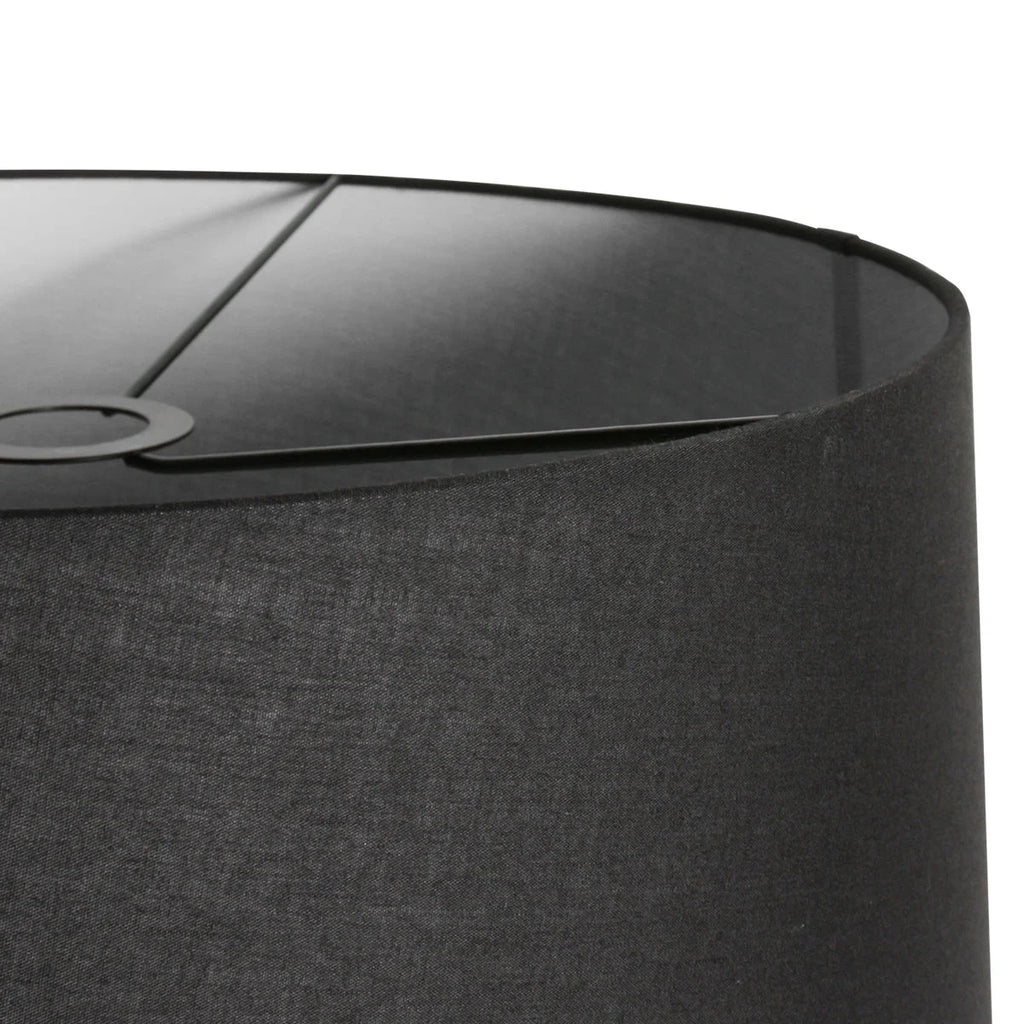 Abat-jour en lin noir avec texture, intérieur blanc, pour suspension ou lampadaire, Ø48 cm