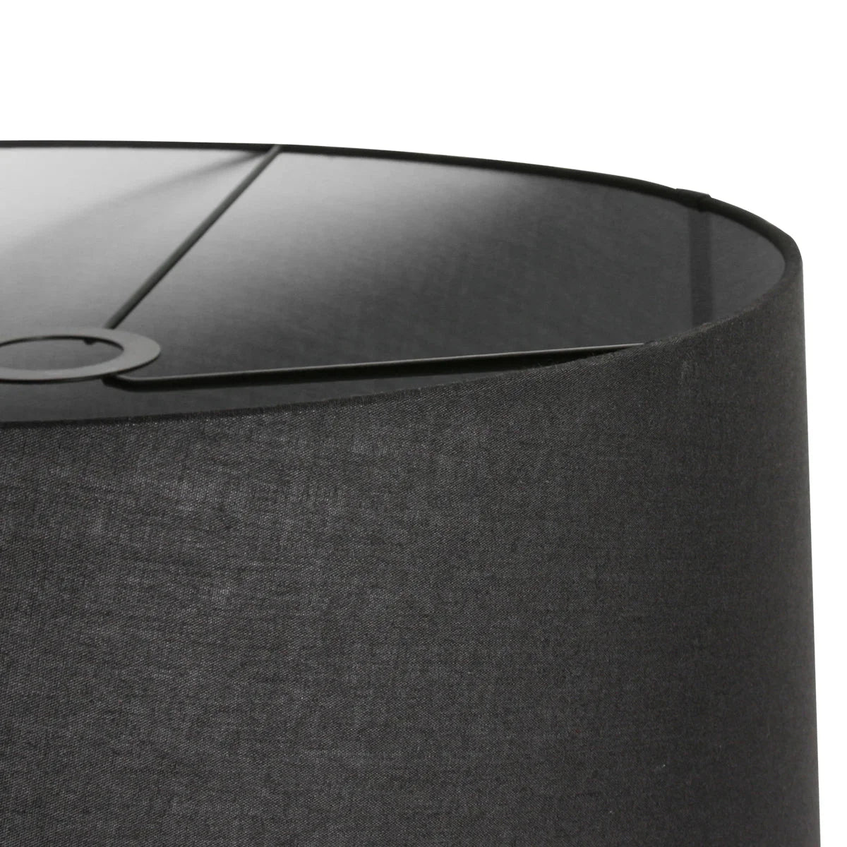 Abat-jour en lin noir avec texture, intérieur blanc, pour suspension ou lampadaire, Ø48 cm