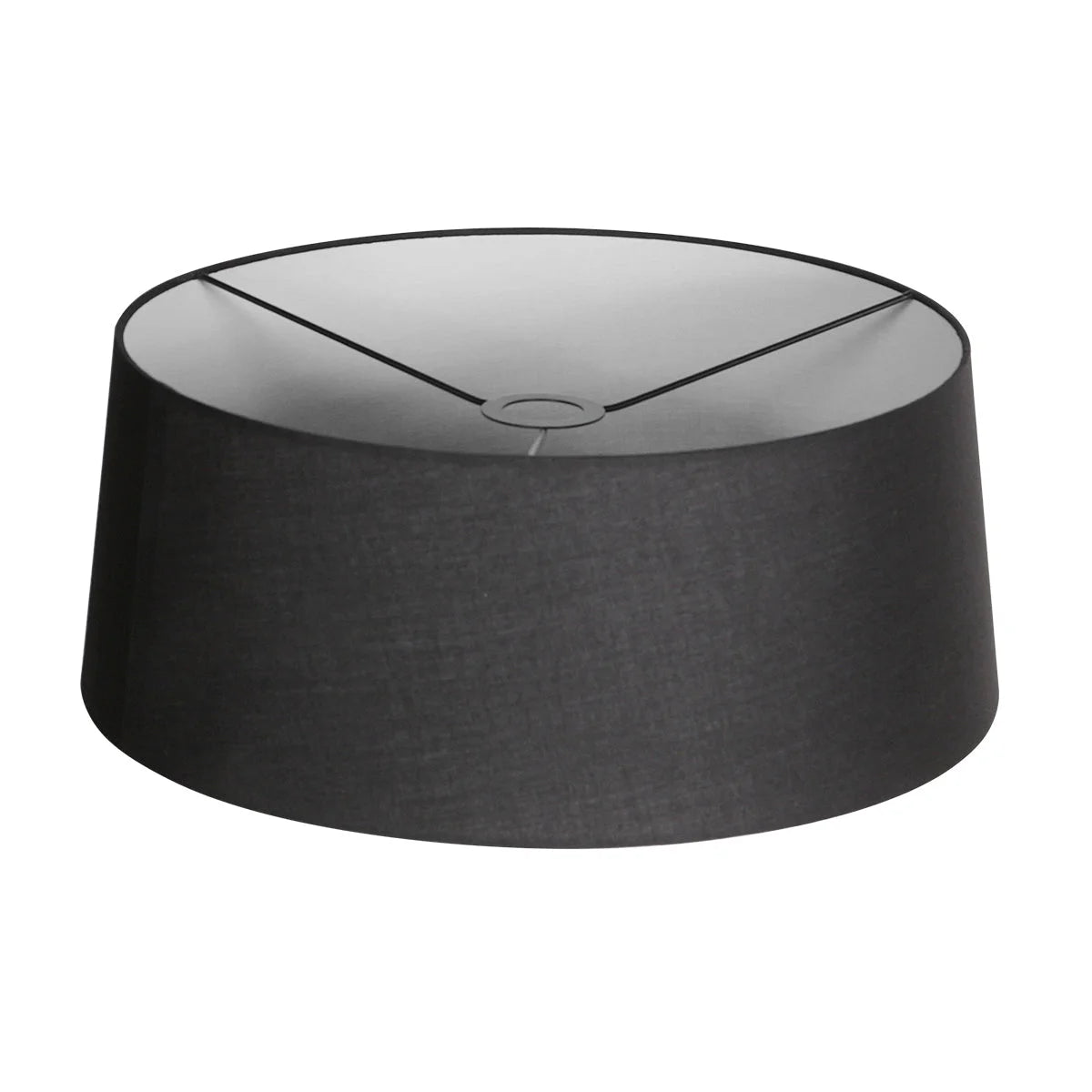Abat-jour en lin noir avec intérieur blanc pour suspension ou lampadaire Ø48 cm