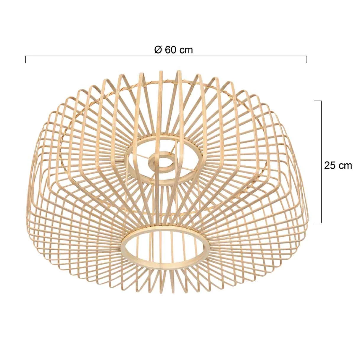 Abat-jour rond en bambou et bois naturel pour suspension Ø60 cm