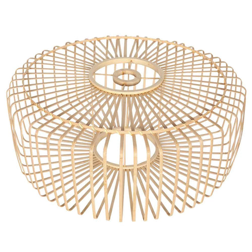 Abat-jour rond en bambou et bois naturel, suspension, Ø60 cm, lumineux et élégant