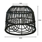 Abat-jour en rotin noir, vue avec dimensions indiquées pour une taille de 20 cm sur 15 cm.